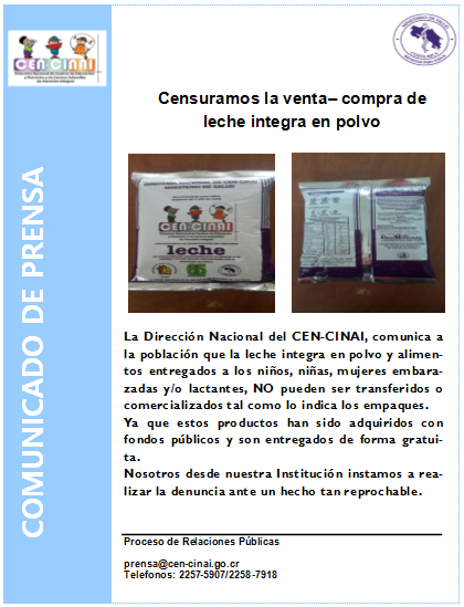 Censuramos la venta-compra de leche íntegra en polvo, Diciembre 2016